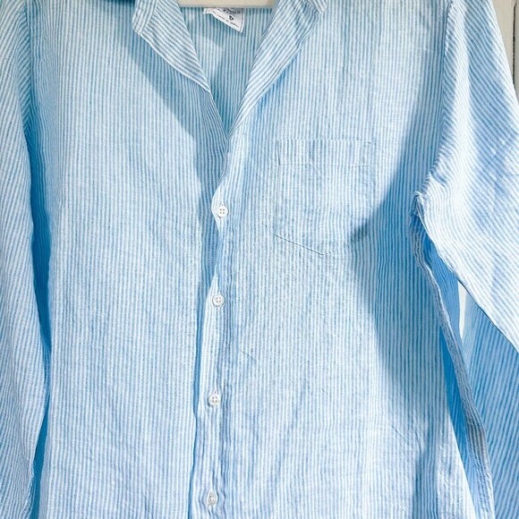 Frank and Eileen EILEEN Turquoise Stripe Classic Linen Turquoise Stripe Small - Picture 5 of 5